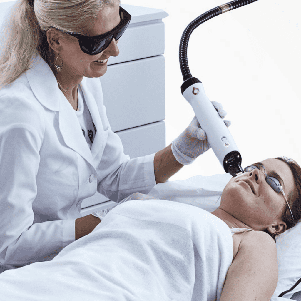 medspa professional using the nordlys laser for the light and bright treatment at cirine